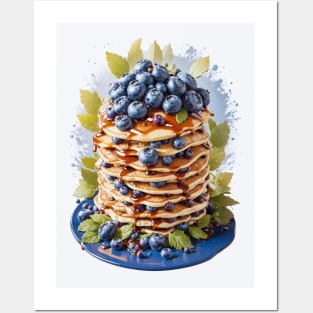 pancakes with blueberries Posters and Art